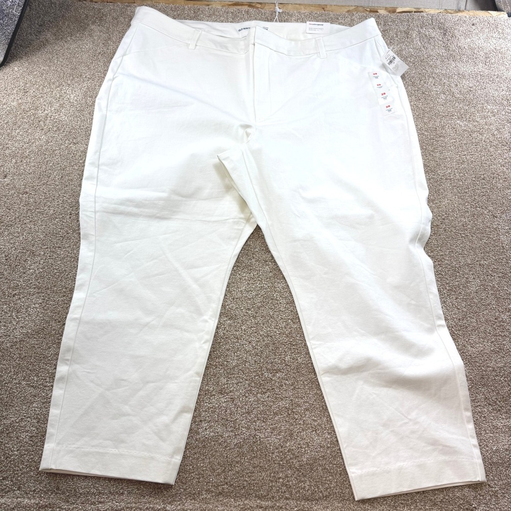 Old Navy Womens 28 HighRise Pixie Ankle Pants White Smooth Pockets NEW Stretch